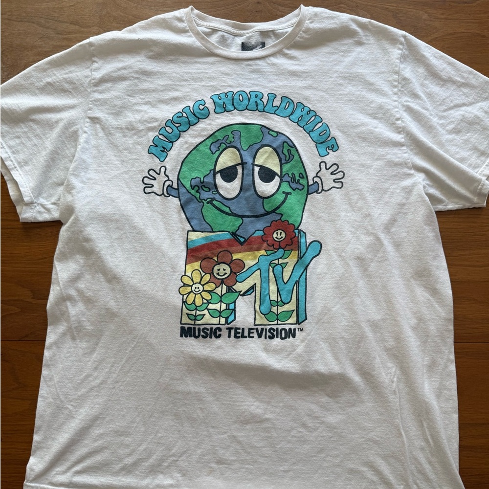 MTV Logo White Cotton Tee